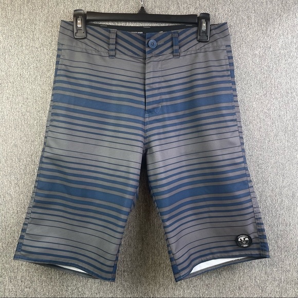VANS Vanphibian Series Board Shorts Blue & Gray Striped Trunks Men’s Size 28 - Picture 1 of 9